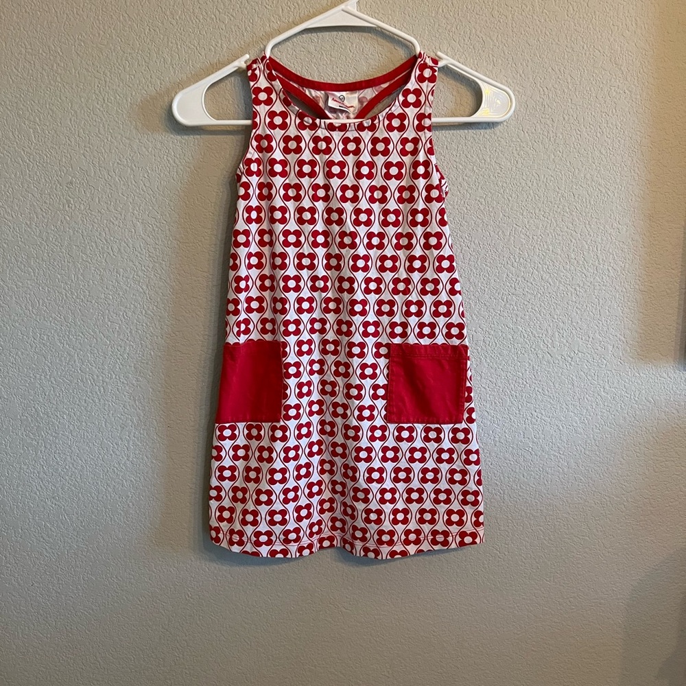 Hanna andersson red floral girls dress size 120 (US 6-7)